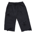 Capri Sweat Shorts Black Distressed (L)