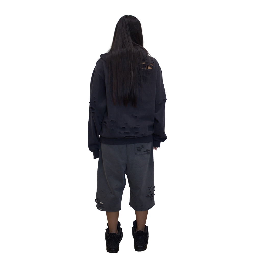 Sweat Shorts Grey Distressed (M)