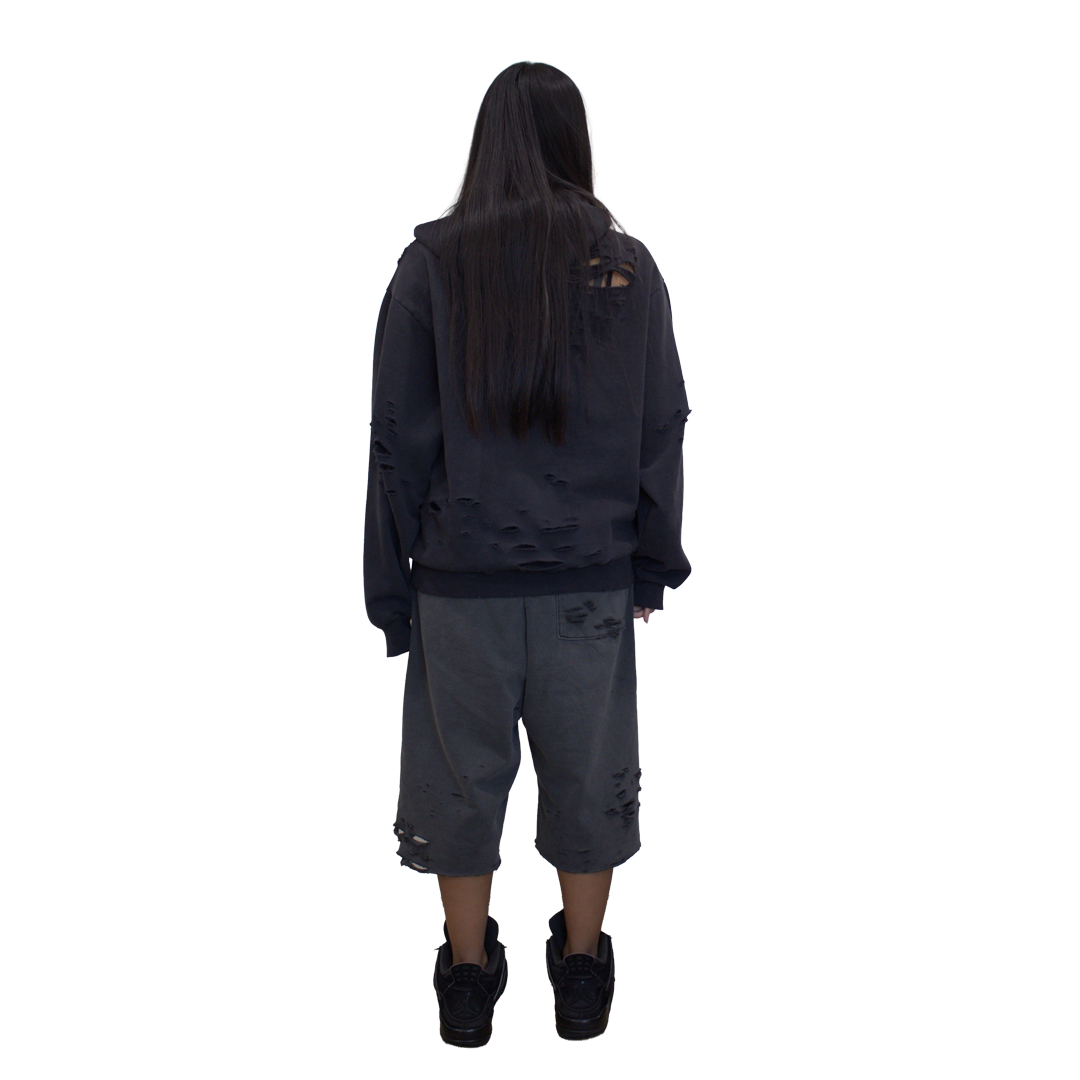 Sweat Shorts Grey Distressed (M)